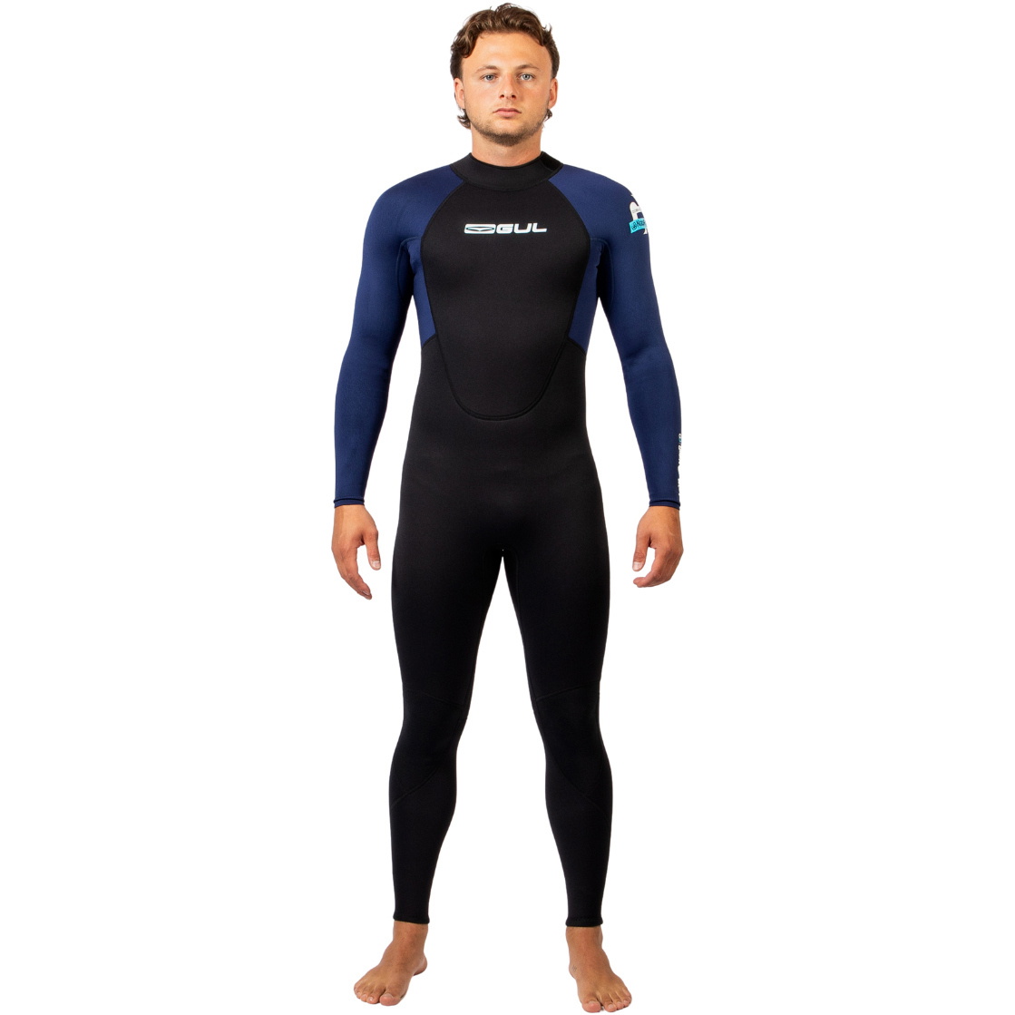 2026 Gul Herre G-Force Natur 3/2mm Back Zip Våddragt GF1305-BKNA - Black / Navy